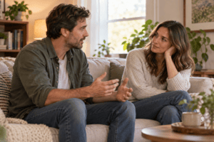 Couple on couch using “I” statements