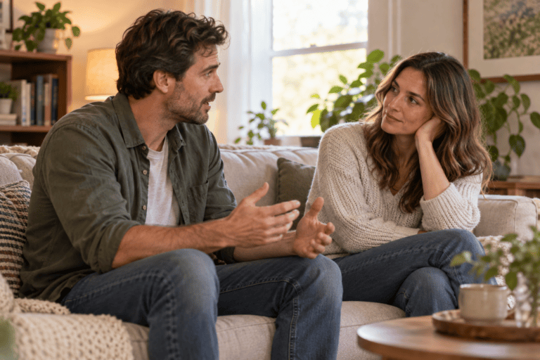 Couple on couch using “I” statements